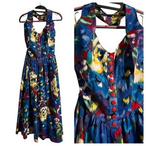 VTG Robbie Bee Halter Dress Sweetheart Neckline Colorful Full Length Dress